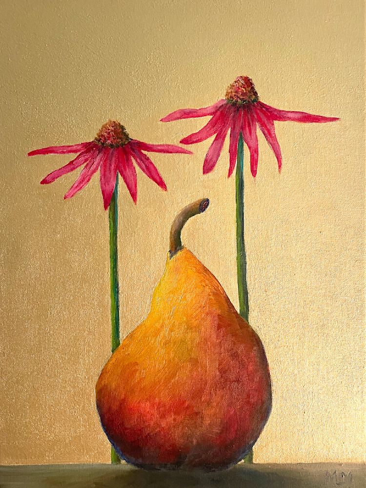 Pear And Two Coneflowers Art | McHugh Fine  Art