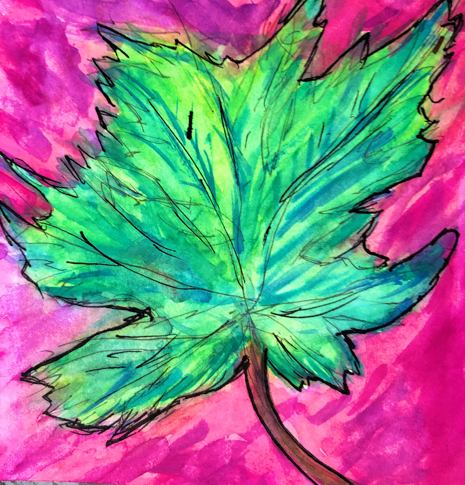 Flourescent Leaf On Pink Art | dianawoody
