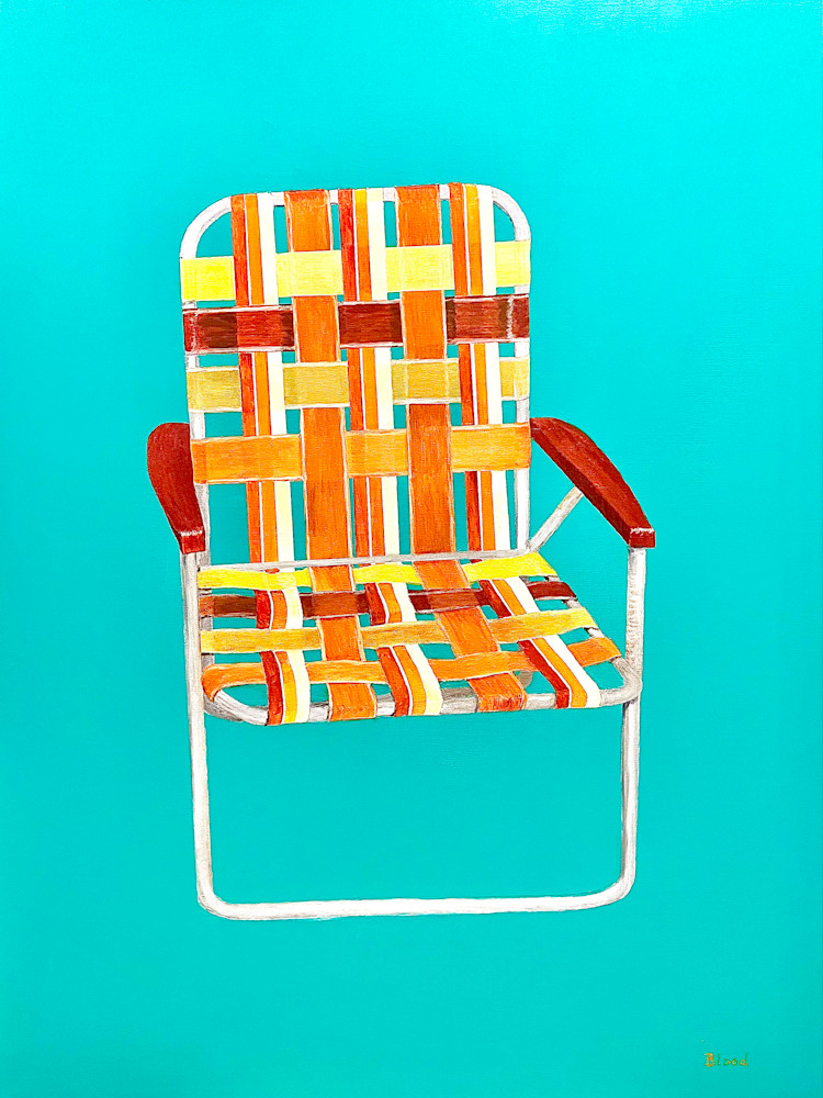 Summer Seat retro plaid lawn chair pop art by Tom Blood