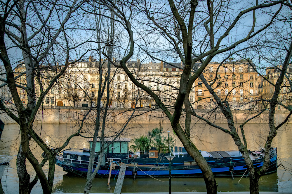 Paris Blue House Boat On Sein Photography Art | Eric Reed Photography