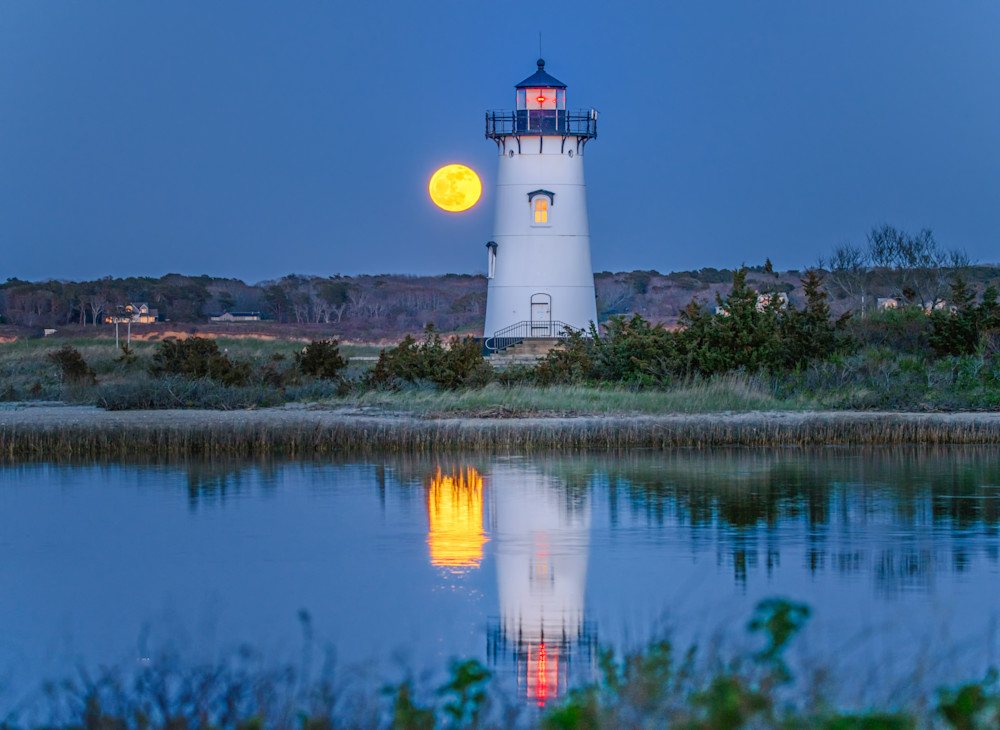 Edgartown Light Spring Moon Reflection Art | Michael Blanchard Inspirational Photography - Crossroads Gallery