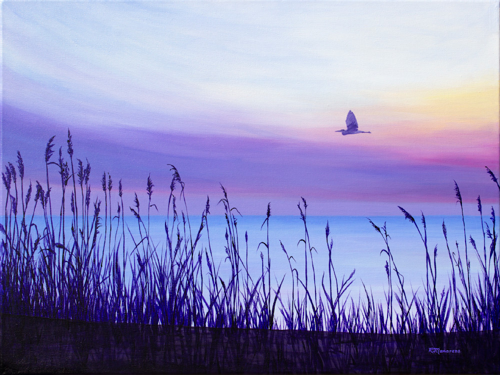 Heron's Evening Flight Art | Rob Manaraze Art