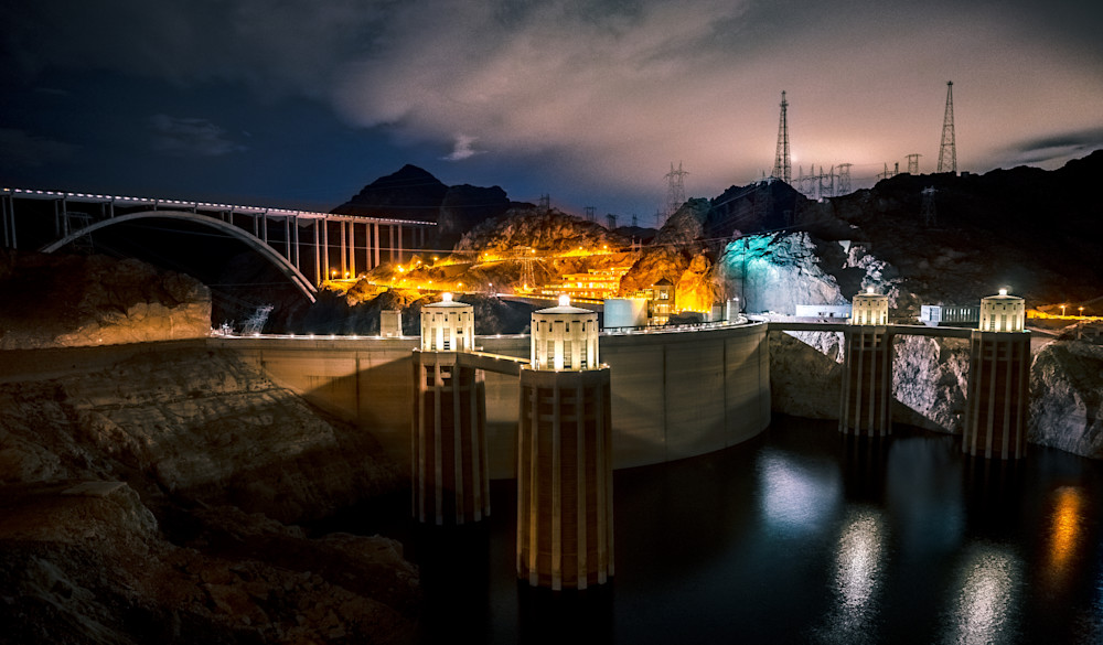 Hoover Dam At Night Photography Art | Camera J Studio