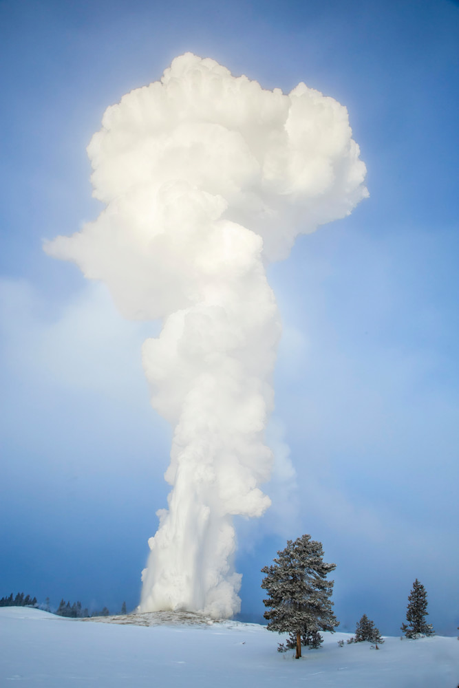 "Ice And Fire: Old Faithful's Subzero Spectacle" Photography Art | D. Robert Franz Photography