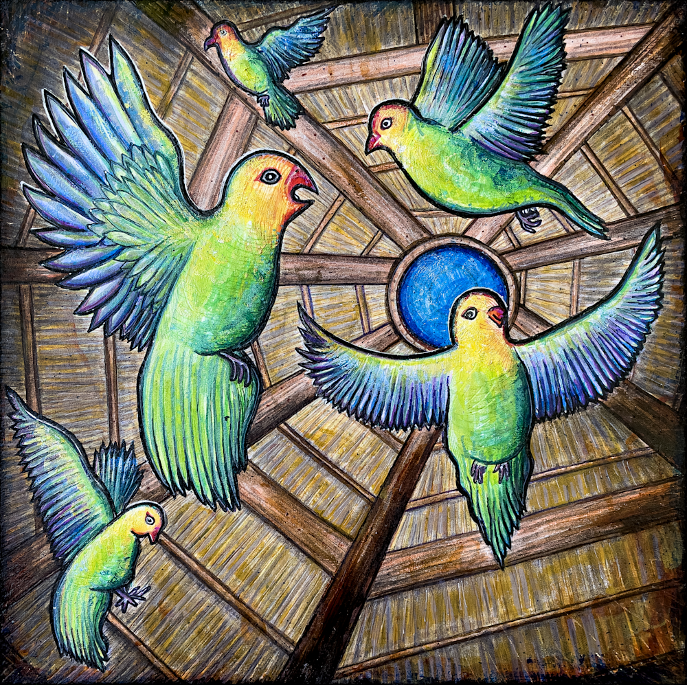 Lilians Lovebird Art Gift Drawing about Creative Freedom by Kristen Palana