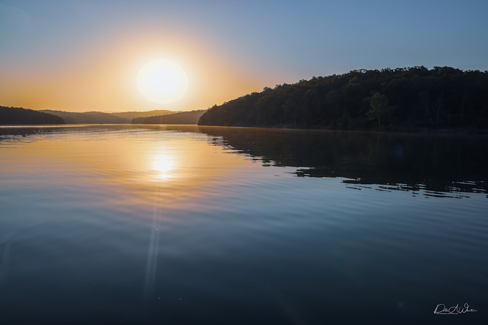 Big Sun Hanging On The Horizon Lake Norfork Ar Photography Art | Far Horizons Unlimited