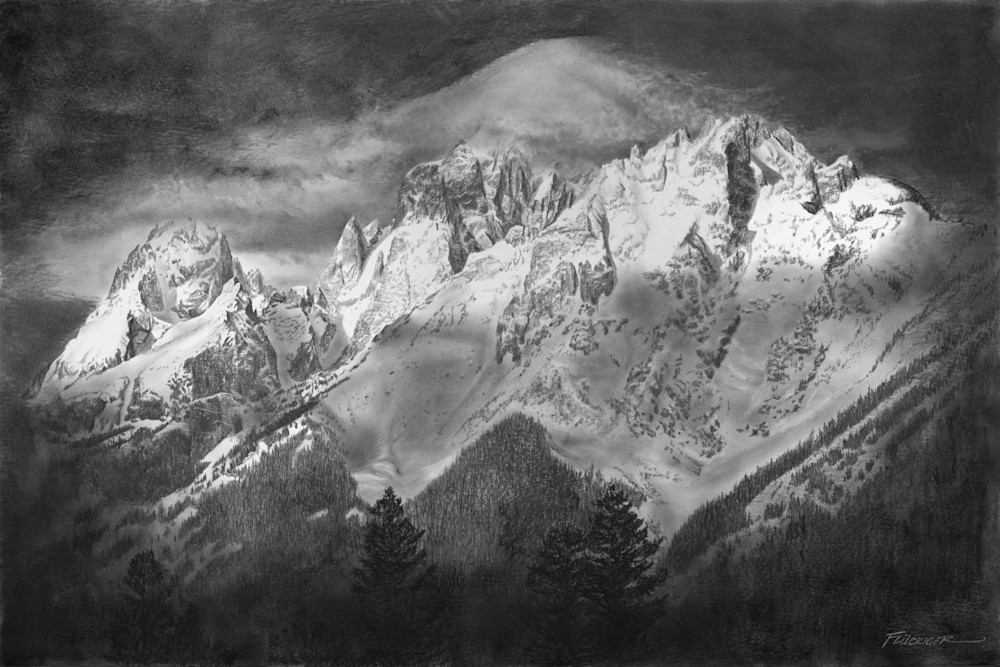 Black and white fine art print beautiful landscape of artwork titled Exodus 24:17
