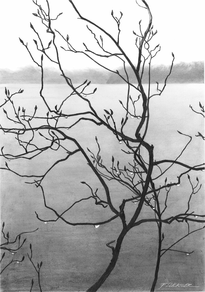 Black and white fine art print beautiful landscape of artwork titled Haru no Sasayaki