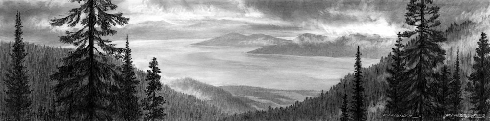 Black and white fine art print beautiful landscape of artwork titled Soul Morning