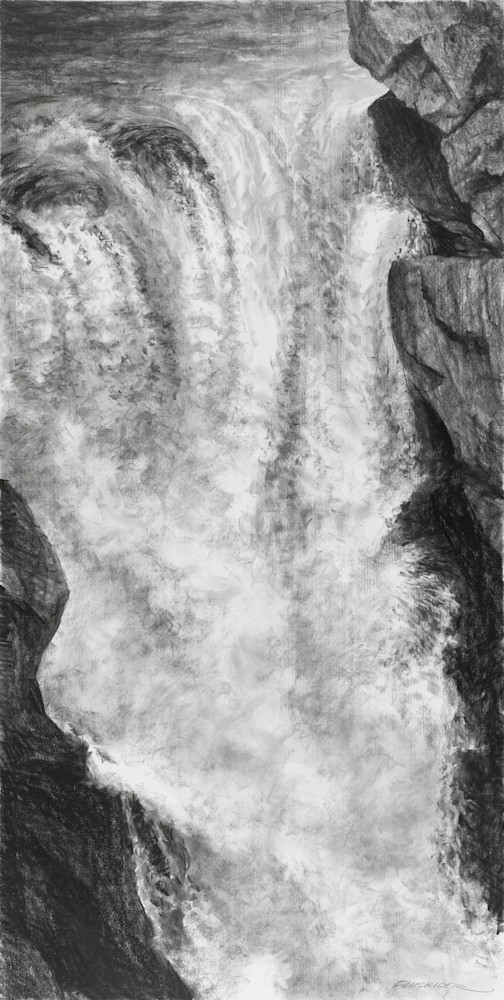 Black and white fine art print beautiful landscape of artwork titled Spring Falls