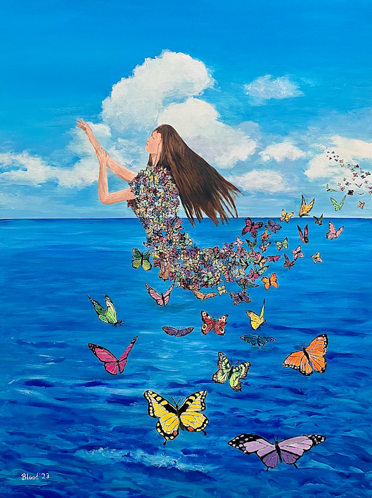 Butterfly Dreams surreal print by artist Tom Blood