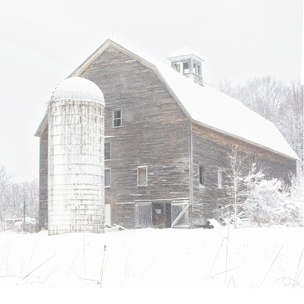 Weathered Barn In Winter (Square) Photography Art | Anne Majusiak Photography