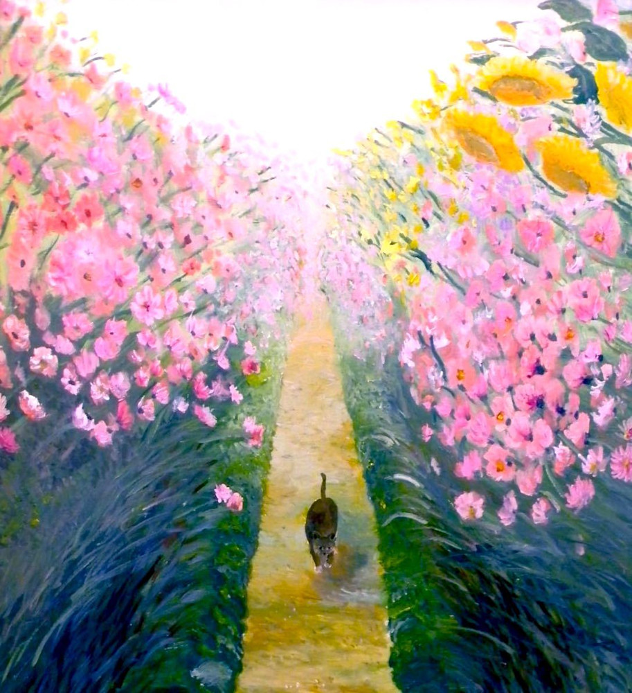 A Cat In Monet's Garden Art | Edi Matsumoto Fine Art