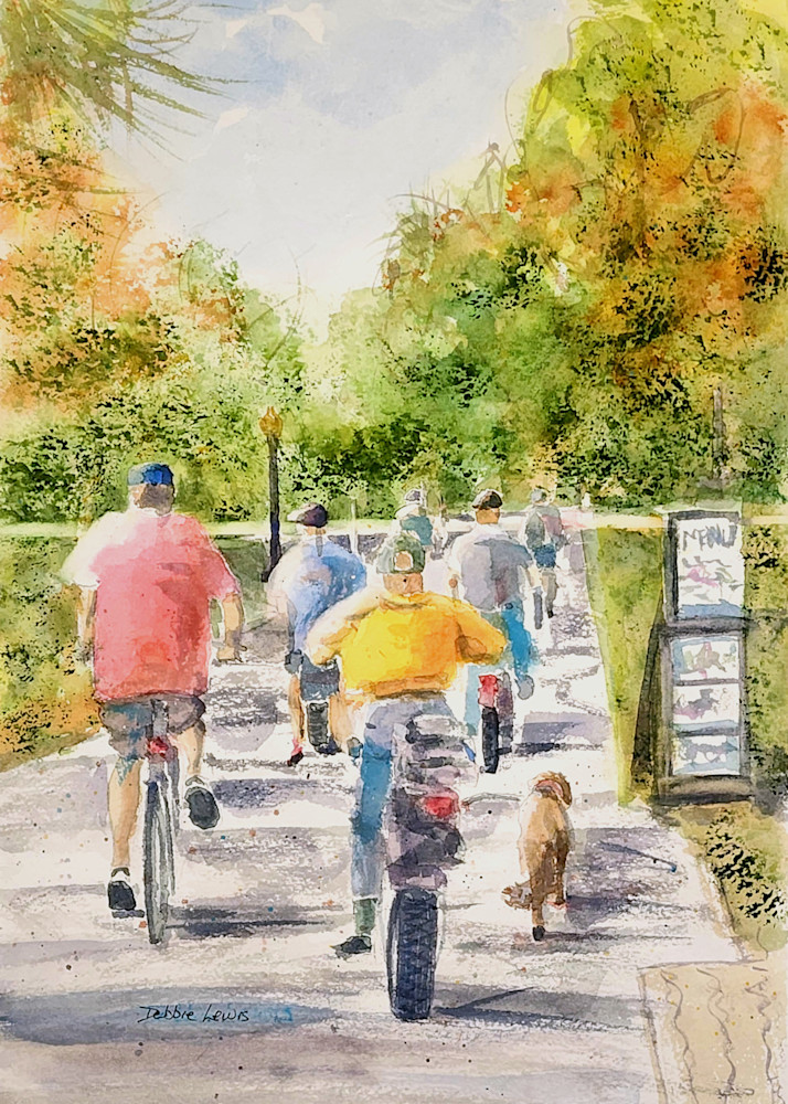 Bicycles On Pinellas Trail Going Art | Debbie Lewis Watercolors