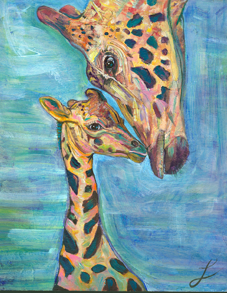 Mama Baby Giraffe 1641 Art | Khaos Art
