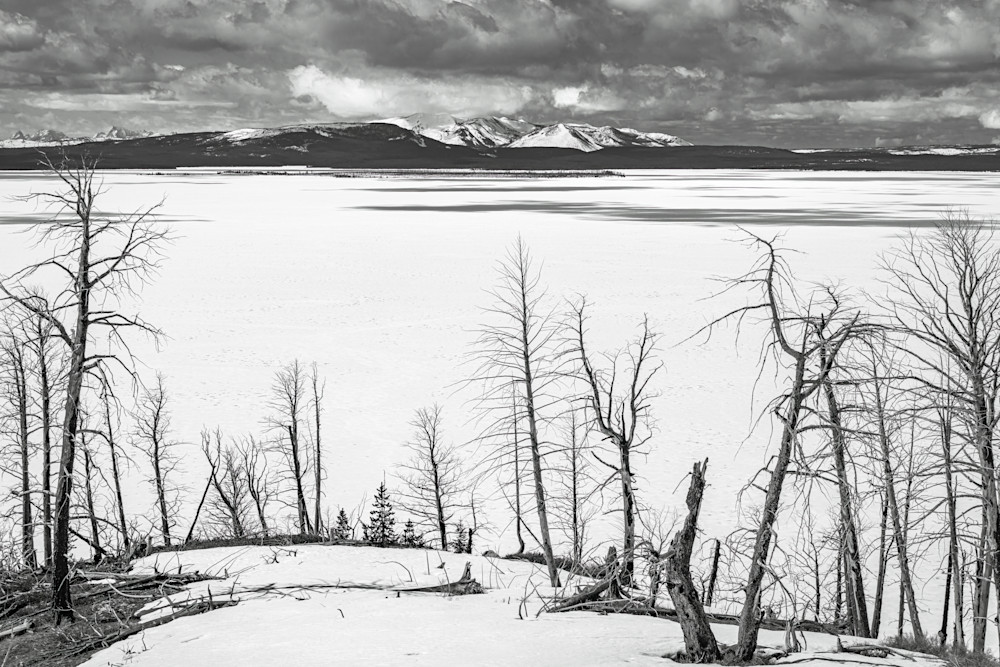 Tco   Frozen Yellowstone Lake Butte Overlook B&W Art | Open Range Images
