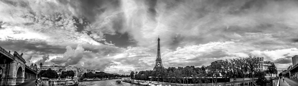 Eifel Tower Sein View Pano Bnw Photography Art | Eric Reed Photography