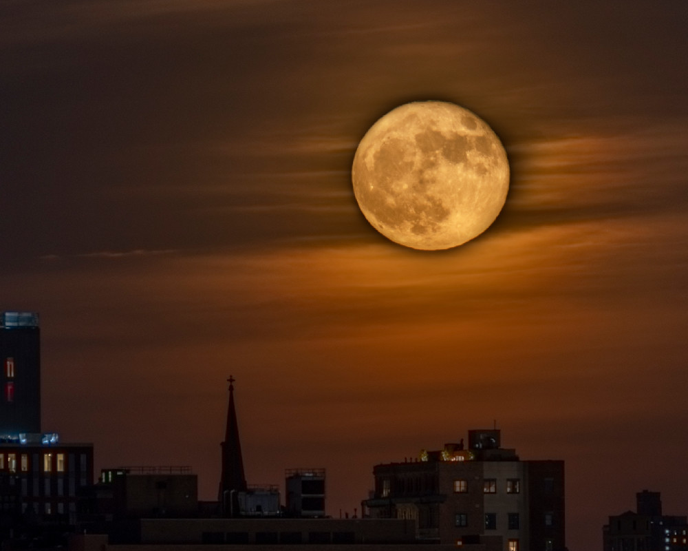 Full Moon Rising Over Brooklyn