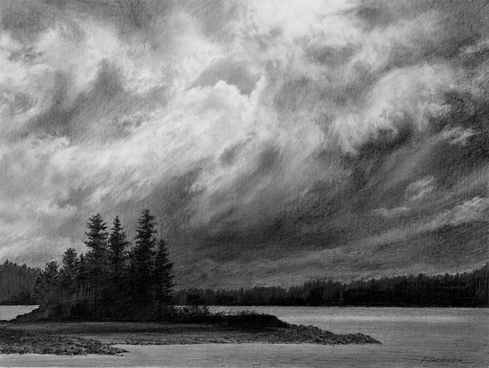 Black and white fine art print beautiful landscape of artwork titled Sturm und Drang