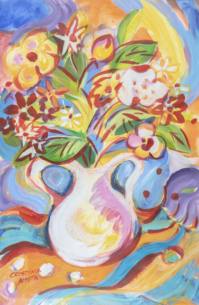 Paint Happy Cover Flower Pot Art | Cristina Acosta Art & Design llc