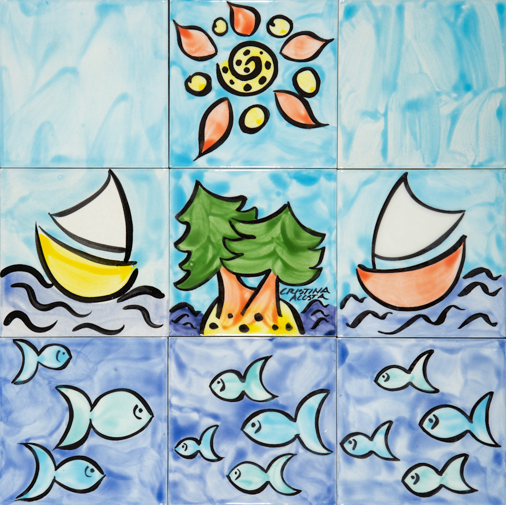 Woods Water Ceramic Mural Art | Cristina Acosta Art & Design llc