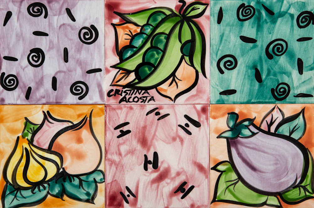 Veggies Onion, Eggplant, Peas Mural Art | Cristina Acosta Art & Design llc