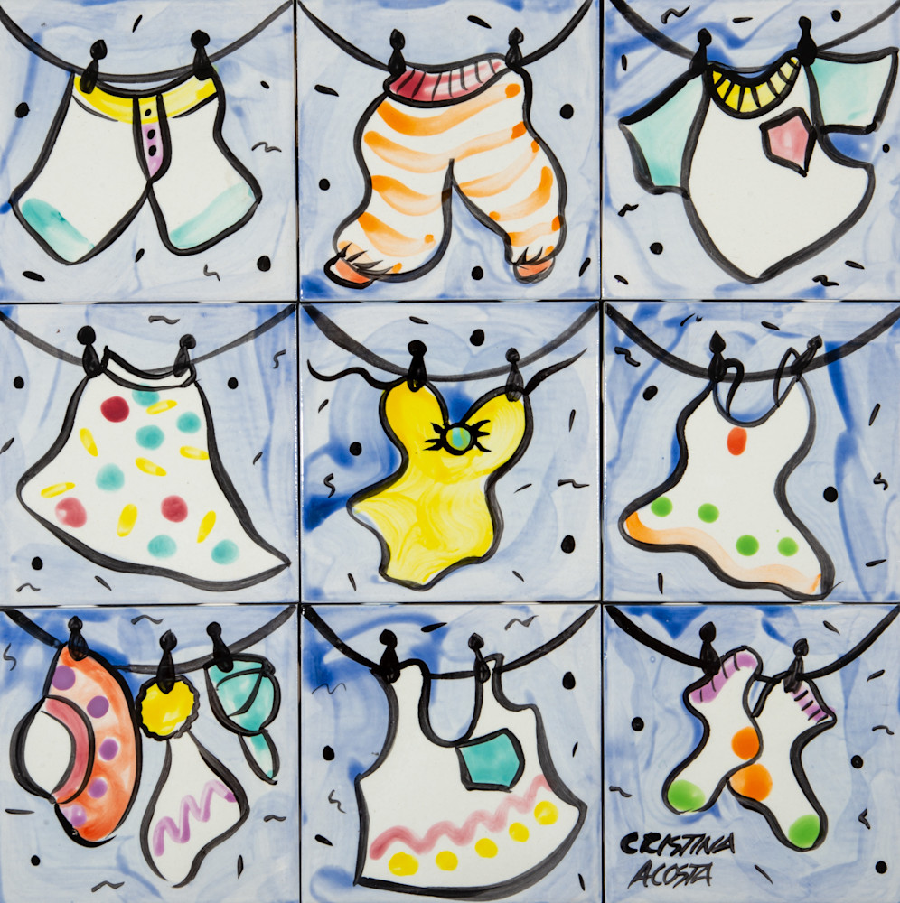 Laundry Line Mural  Art | Cristina Acosta Art & Design llc