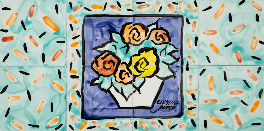 Fiesta Flowers Mural Confetti 8 Piece Art | Cristina Acosta Art & Design llc