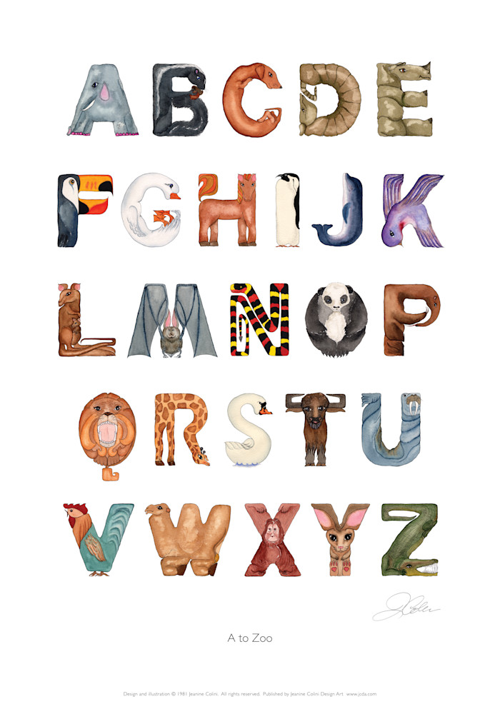A To Zoo Alphabet Print 14 X20 Art | Jeanine Colini Design Art