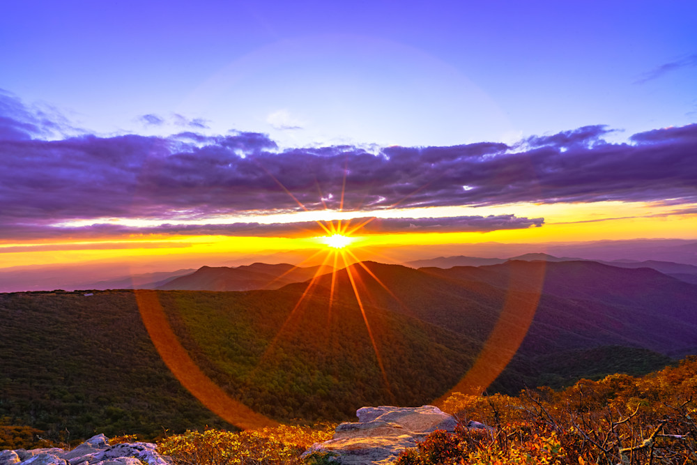 Halo Sunset At Blue Ridge Mountains In North Carolina Fine Art Print Art | McClean Photography