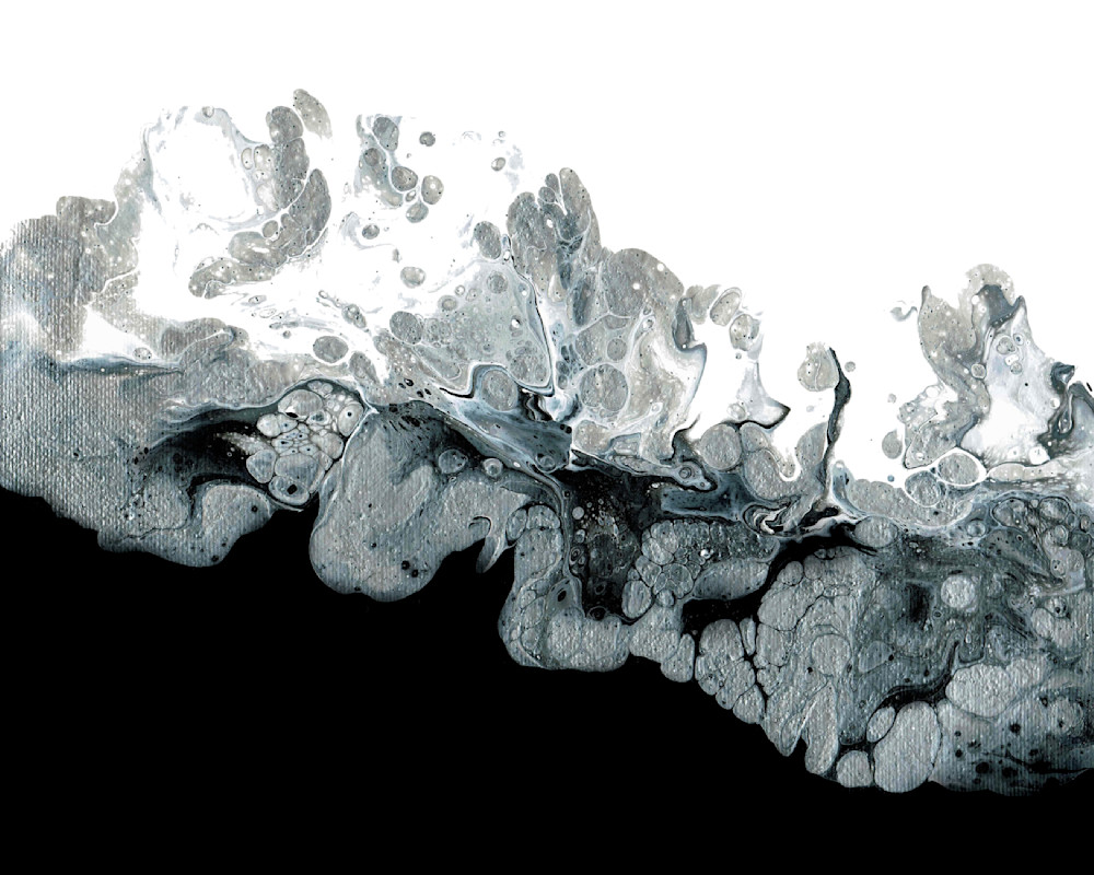 April Fluid Birthstone on Black and White: Dazzling Silver-inspired Fluid Painting | Paintpourium