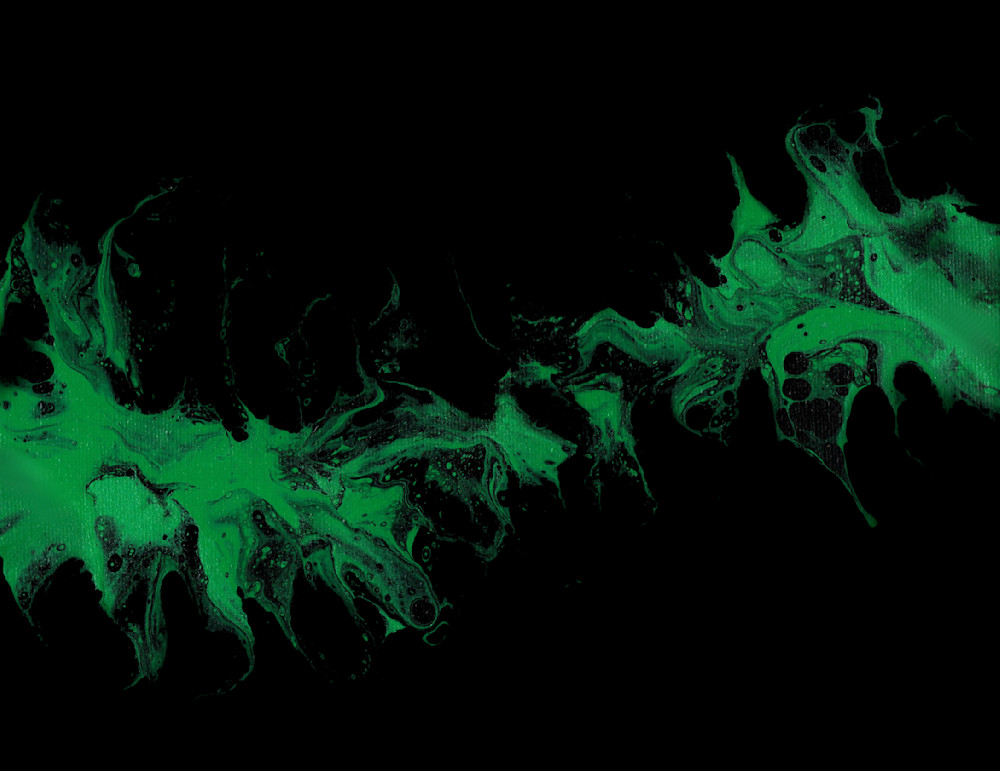 May Fluid Birthstone on Black: Lush Green-inspired Fluid Painting | Paintpourium