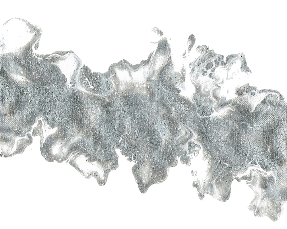 April Fluid Birthstone on White: Shimmering Silver-inspired Fluid Painting | Paintpourium
