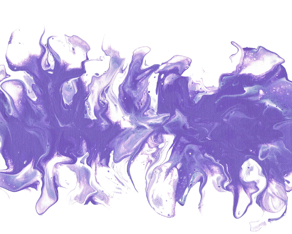 February Fluid Birthstone on White: Serene Amethyst-inspired Fluid Painting | Paintpourium
