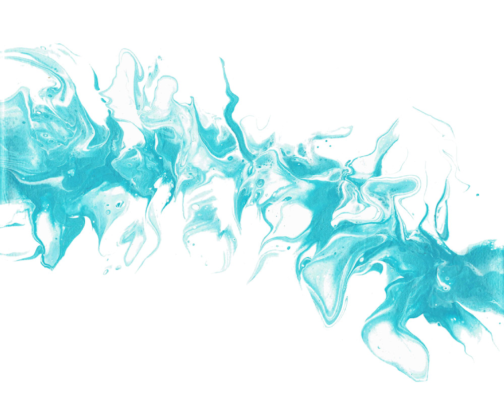 March Fluid Birthstone on White: Serene Aquamarine-inspired Fluid Painting | Paintpourium