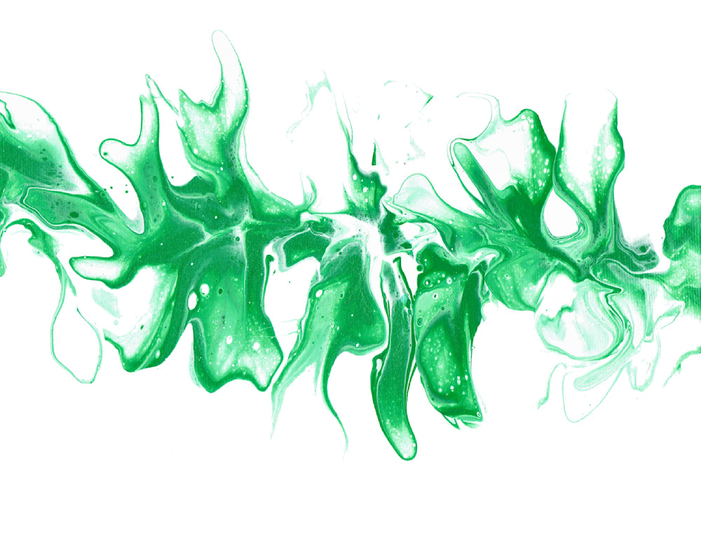May Fluid Birthstone on White: Lush Green-inspired Fluid Painting | Paintpourium