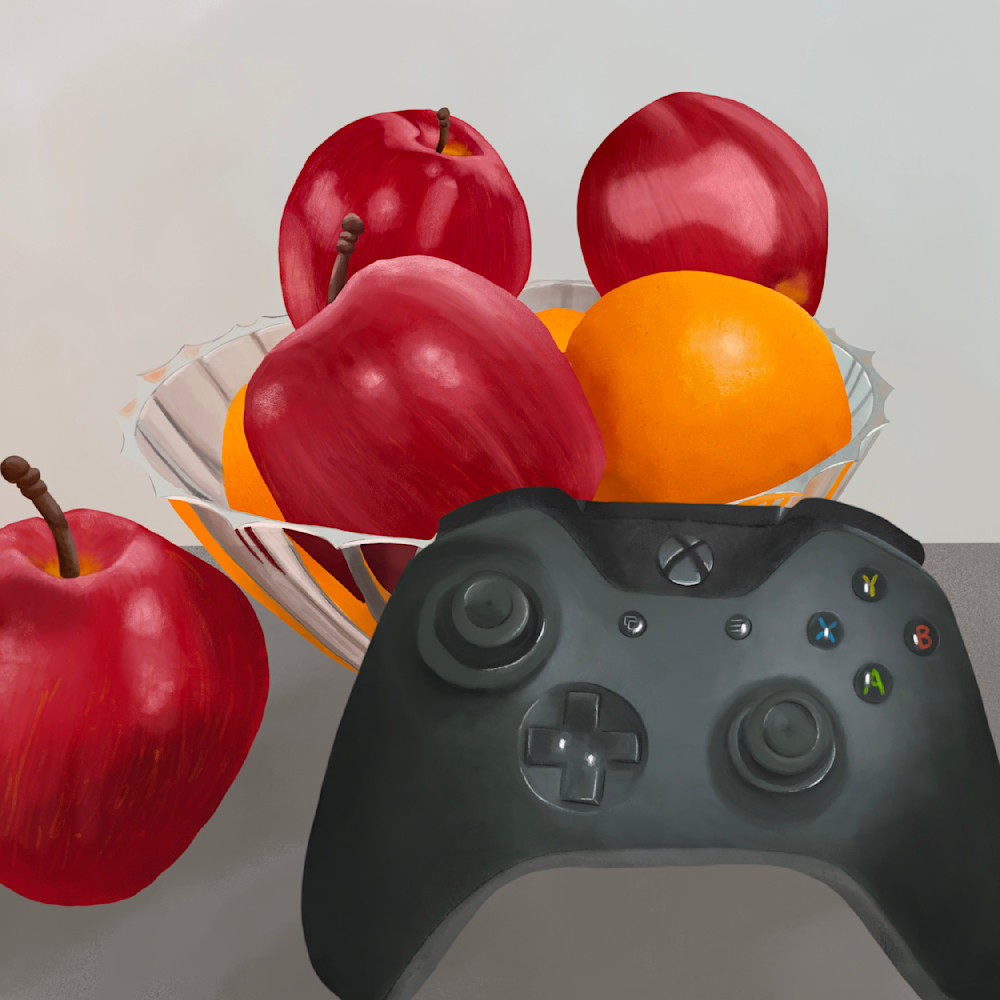 Control & Fruit: Embrace Gaming Culture with This Captivating Digital Painting