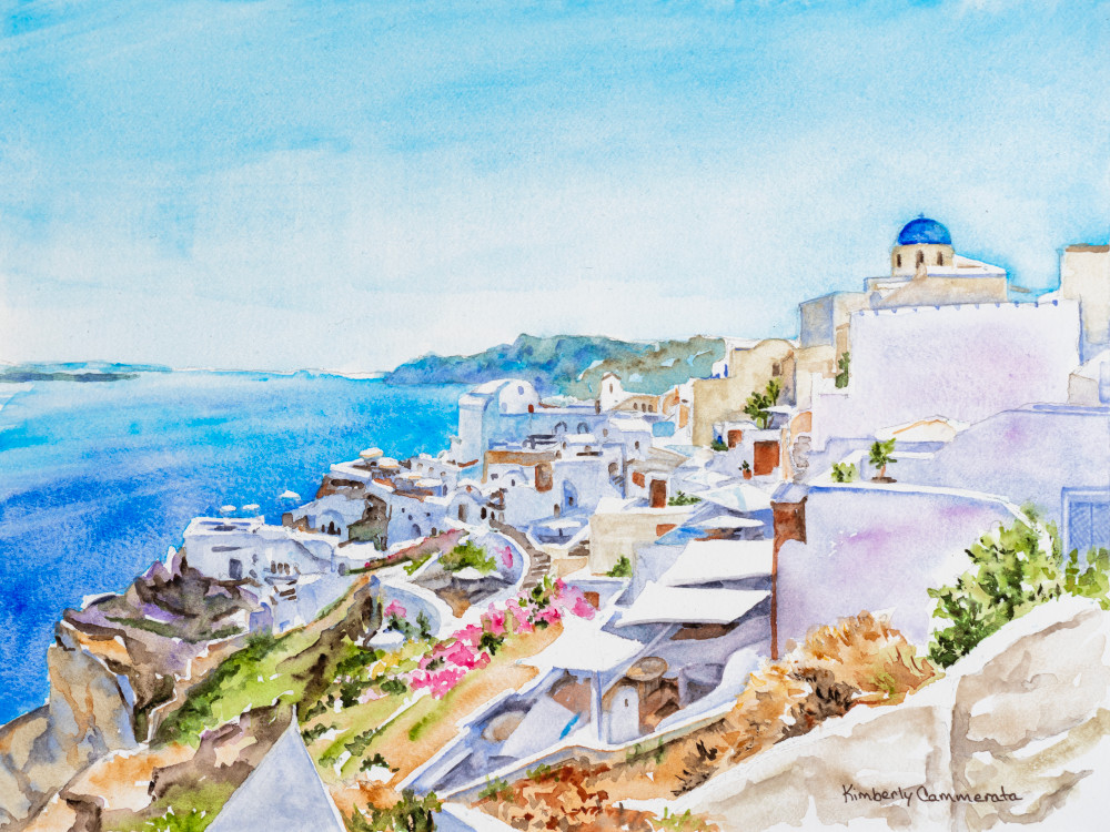 Santorini, Greece Art | Kimberly Cammerata - Watercolors of the Sun: Paintings of Italy
