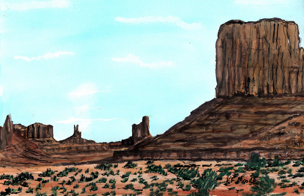 00088 Mitten Butte Monument Valley Art | KF Moore Watercolors