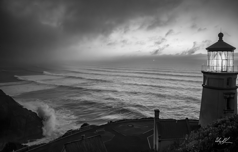 Heceta Head Lighthouse Black and White Photograph for Sale as Fine Art