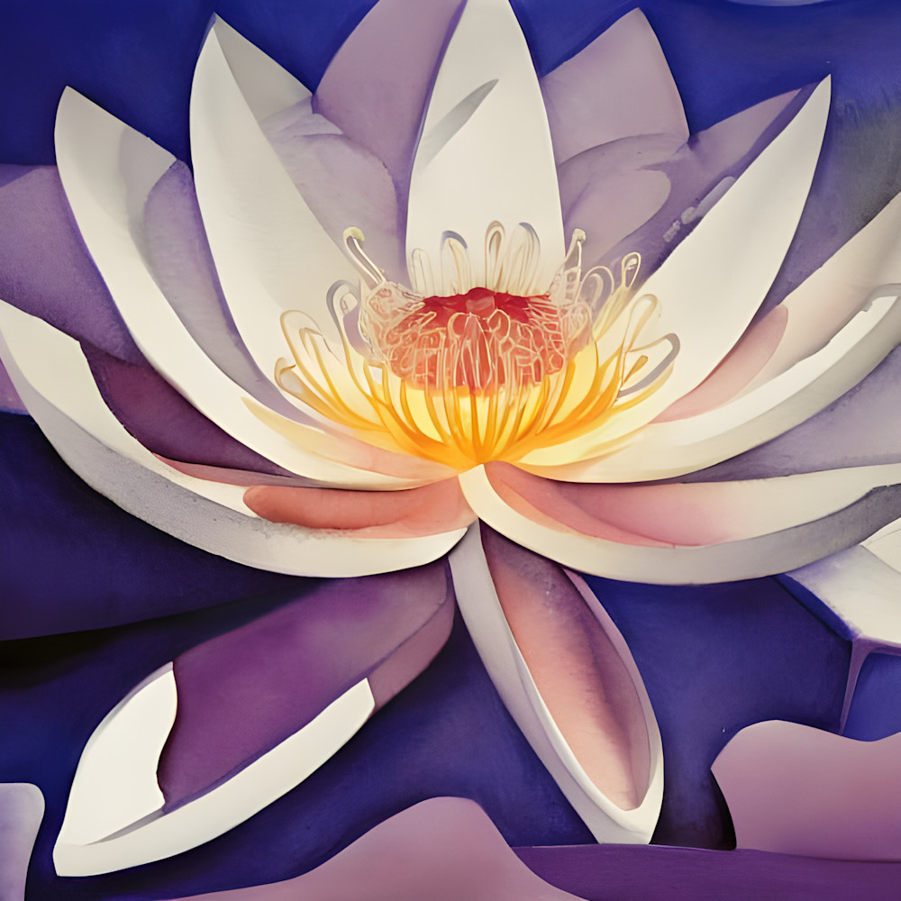 White Lotus Blossom On Purple Background Photography Art | Playful Gallery by Rob Harrison
