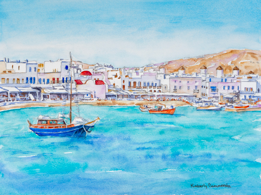 Mykonos Seaside Art | Kimberly Cammerata - Watercolors of the Sun: Paintings of Italy