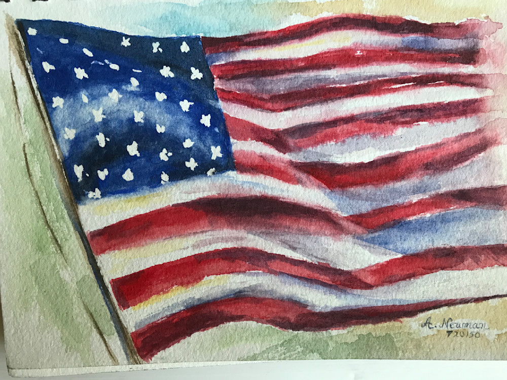 American Flag Watercolor Art | Arlene Newman Designs