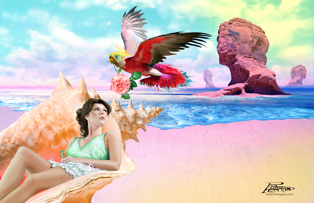 Seaside Dreamscape In The Sun Land Art | New Age Illustrations