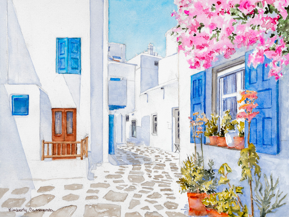 Sunny Days In Mykonos Art | Kimberly Cammerata - Watercolors of the Sun: Paintings of Italy