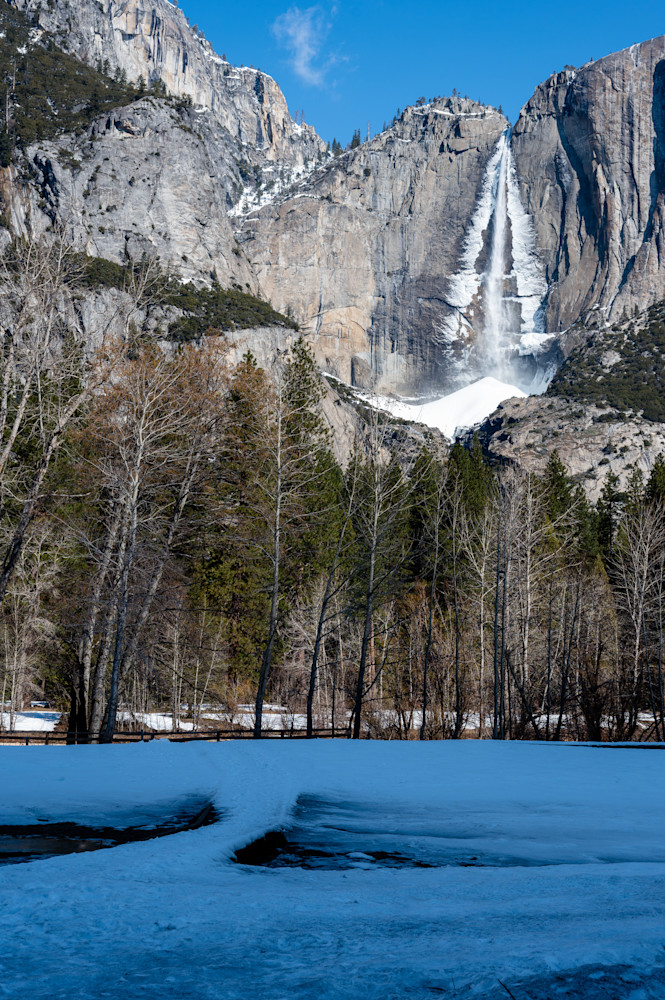Upper Yosemite Falls And Frozen Meadows Photography Art | Anand's Photography