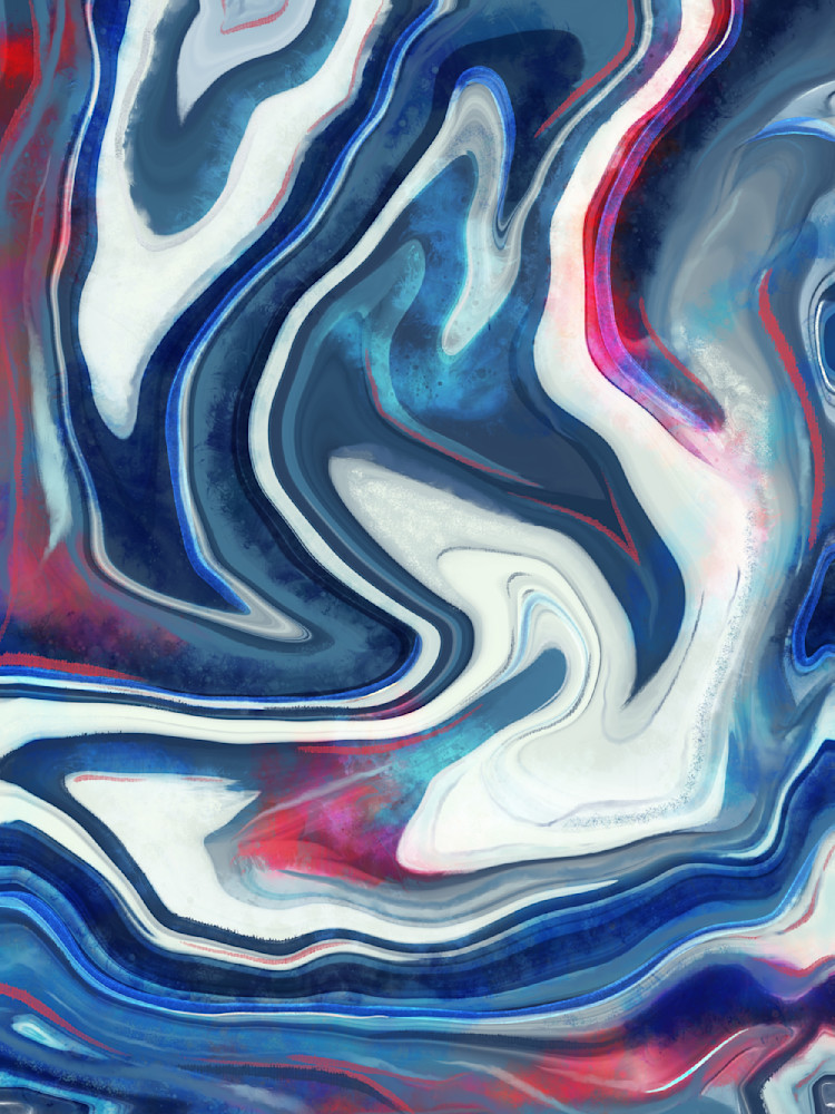 Patriotic Flow: Abstract Digital Painting Inspired by the United States Flag