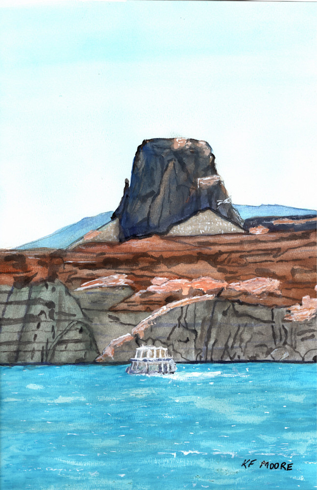 00091 Tower Butte   Lake Powell   Arizona Art | KF Moore Watercolors