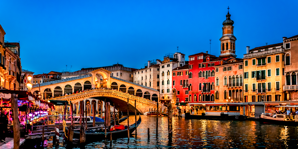Venice Rialto Bridge At Night Photography Art | Rick Vyrostko Photography