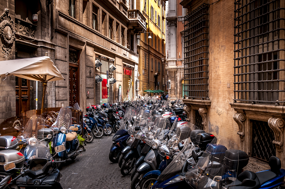 Rome Motorcycle Parking Photography Art | Rick Vyrostko Photography